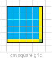 Calculating the area of a shape using a grid. 1cm square grid to help calculate the area of a shape.