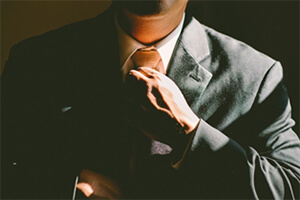 Leader wearing a suit